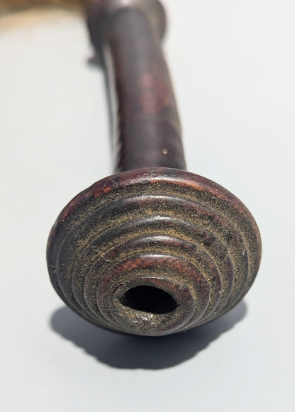 Old African Hardwood Fly Whisk with Horsehair and Horn Collar