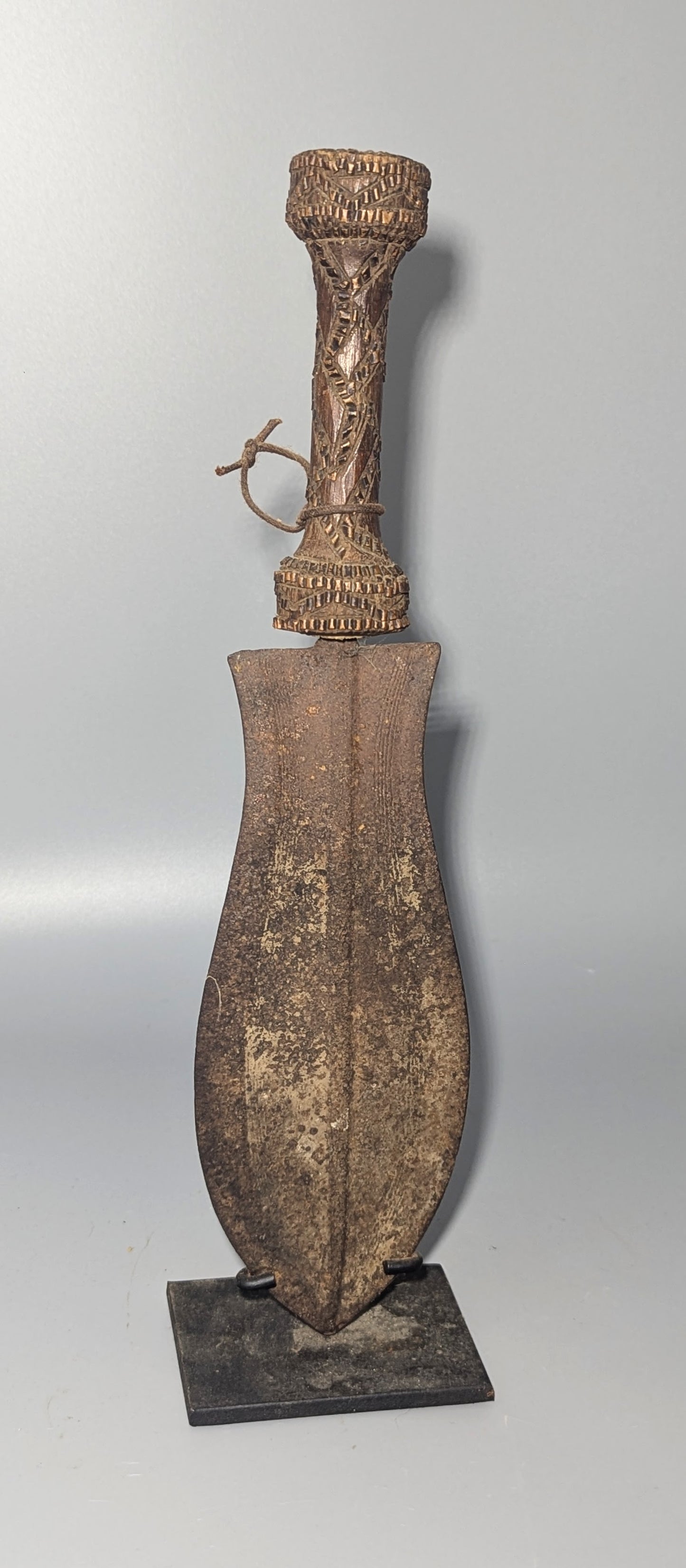 Old Central African Carved Prestige Knife, Probably Kuba, Democratic Republic of the Congo
