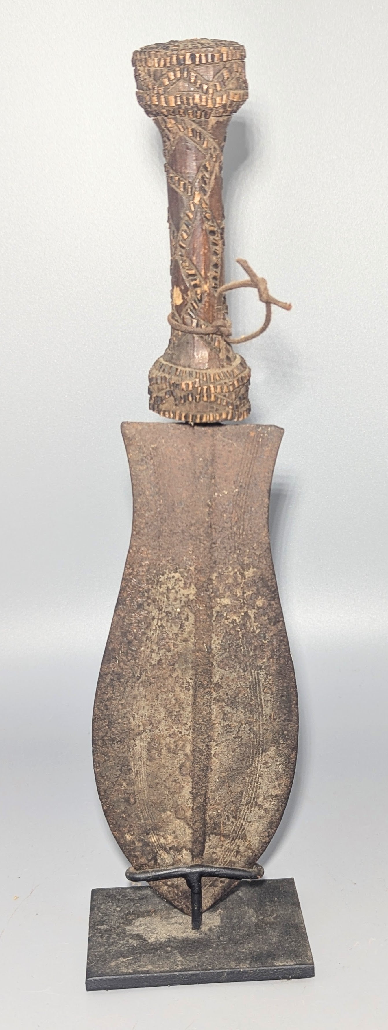 Old Central African Carved Prestige Knife, Probably Kuba, Democratic Republic of the Congo
