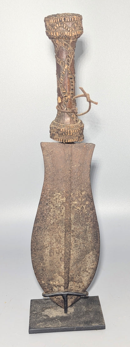Old Central African Carved Prestige Knife, Probably Kuba, Democratic Republic of the Congo