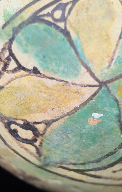 Early Islamic Persian Polychrome Buff-Ware Bowl with Radial Floral Decoration, Probably Nishapur, 9t