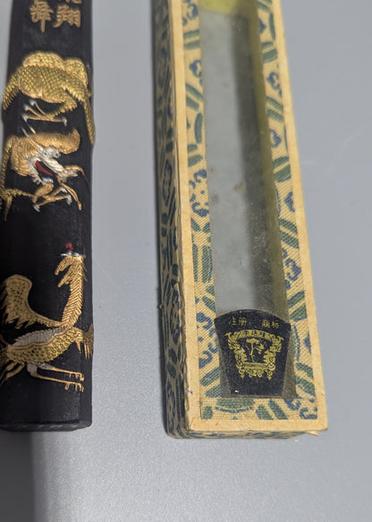 Pair of Chinese Decorative Gilt Inksticks with Original Presentation Boxes