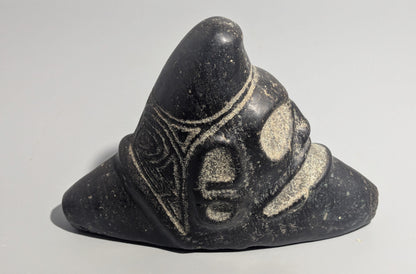Taíno Carved Black Stone Anthropomorphic Zemí Three-Pointer (Trigonolito), Greater Antilles