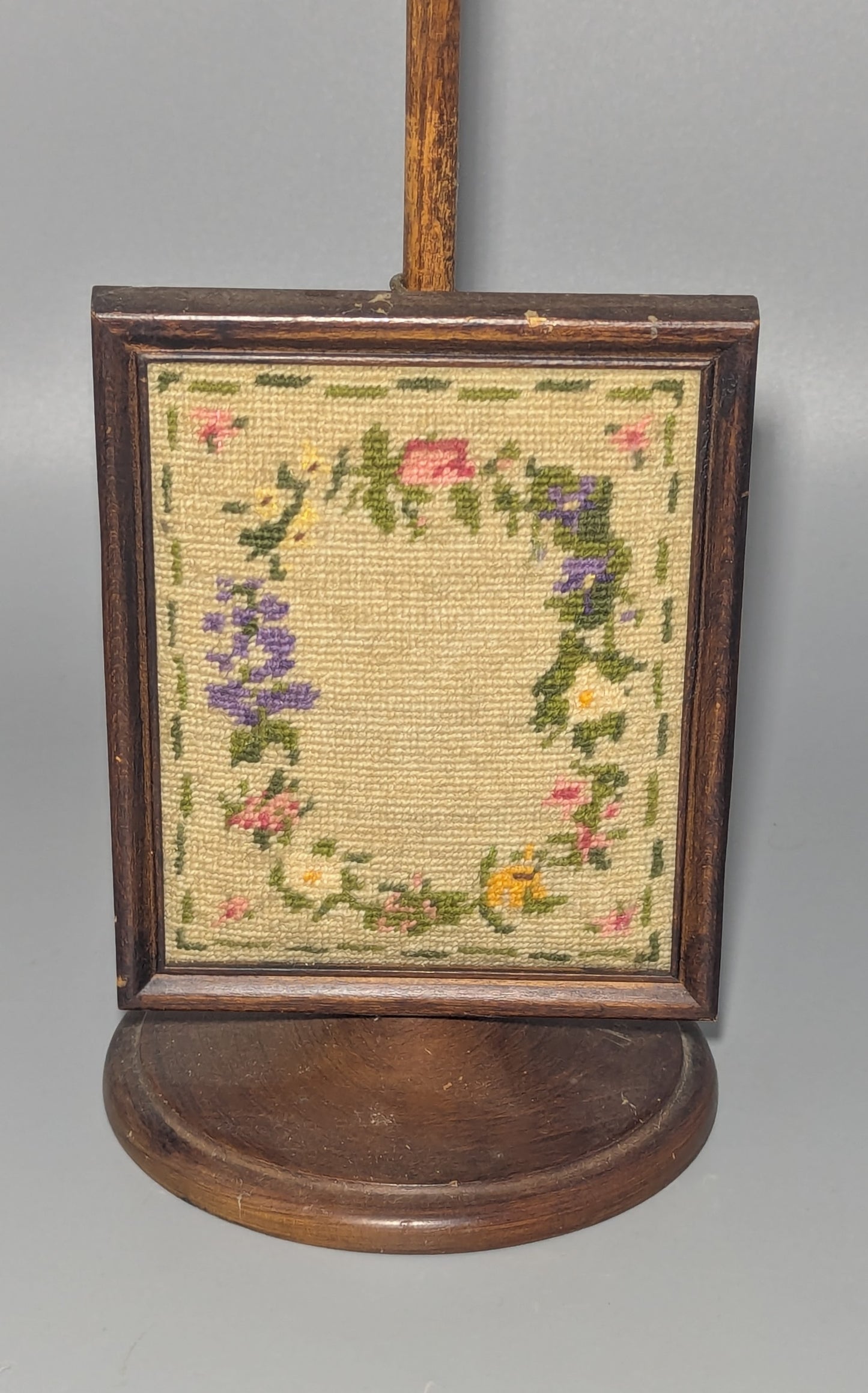 Needlepoint Floral Sampler in Rotating Wooden Display Stand