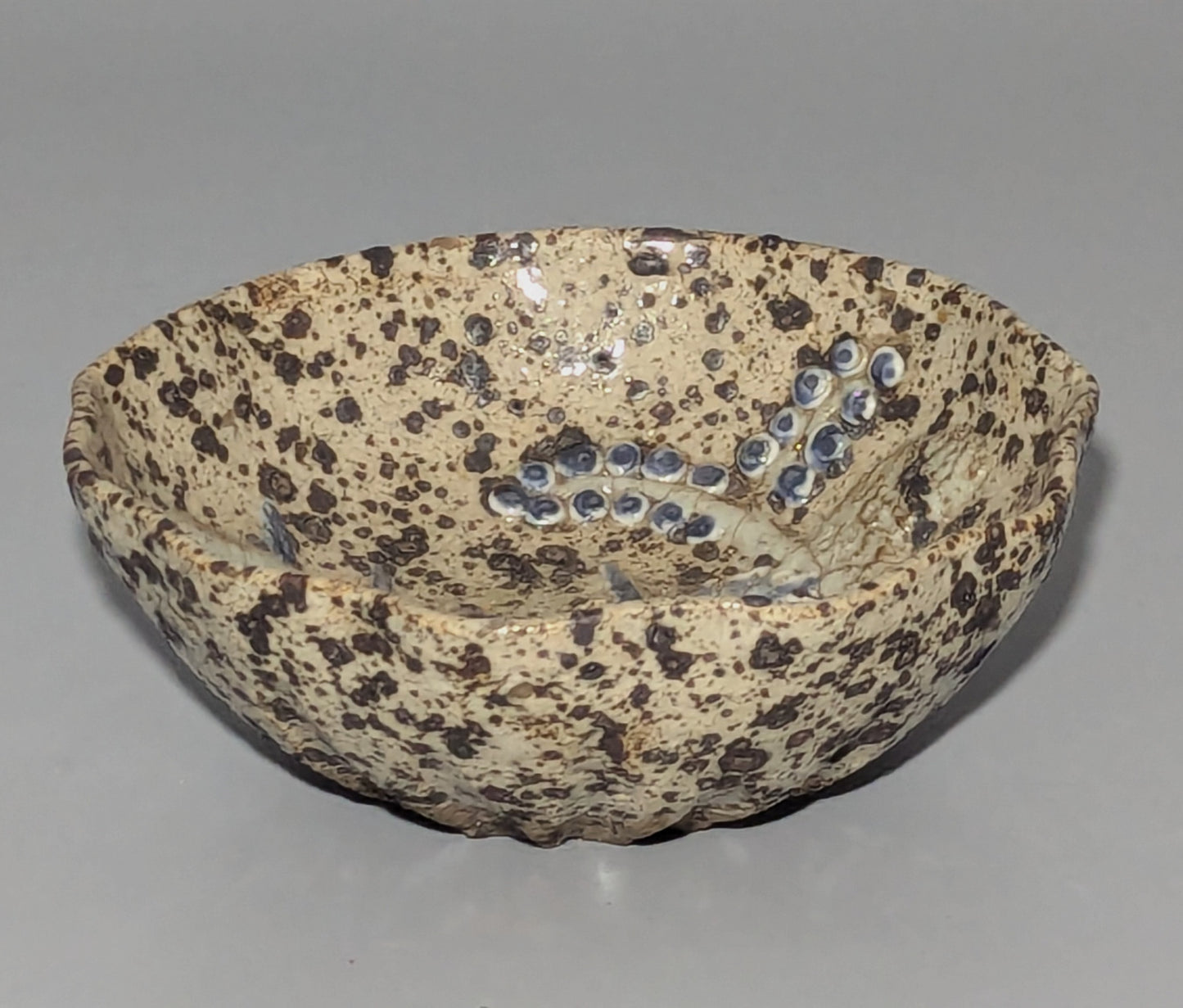 Japanese Studio Stoneware Bowl with Abstract Relief Decoration