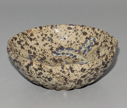 Japanese Studio Stoneware Bowl with Abstract Relief Decoration