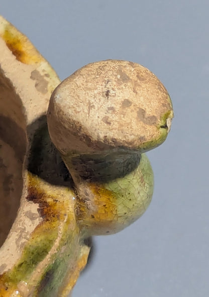 Chinese Sancai-Glazed Miniature Four-Lug Jar with Matching Ceramic Tripod Stand, Tang Dynasty Style